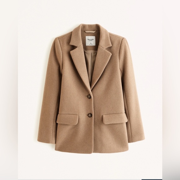 NWT abercrombie wool blend blazer coat in camel XXS P - Picture 9 of 14